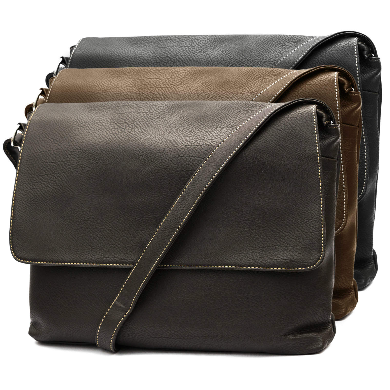 New Simple Durable Soft Leather Mens Laptop Business Shoulder Messenger ...